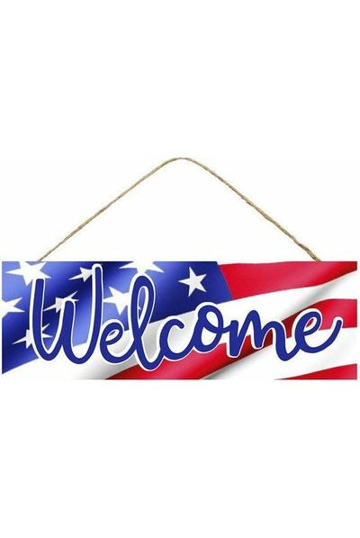 15" Wooden Sign: Welcome Patriotic Flag - Michelle's aDOORable Creations - Wooden/Metal Signs