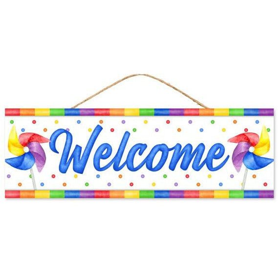 Shop For 15" Wooden Sign: Welcome Pinwheels at Michelle's aDOORable Creations