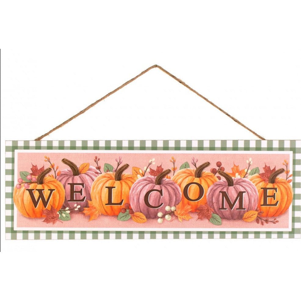 Shop For 15" Wooden Sign: Welcome Pumpkins (Sage Green) at Michelle's aDOORable Creations