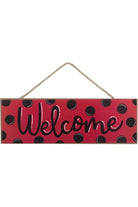 15" Wooden Sign: Welcome Red, Black Dots - Michelle's aDOORable Creations - Wooden/Metal Signs