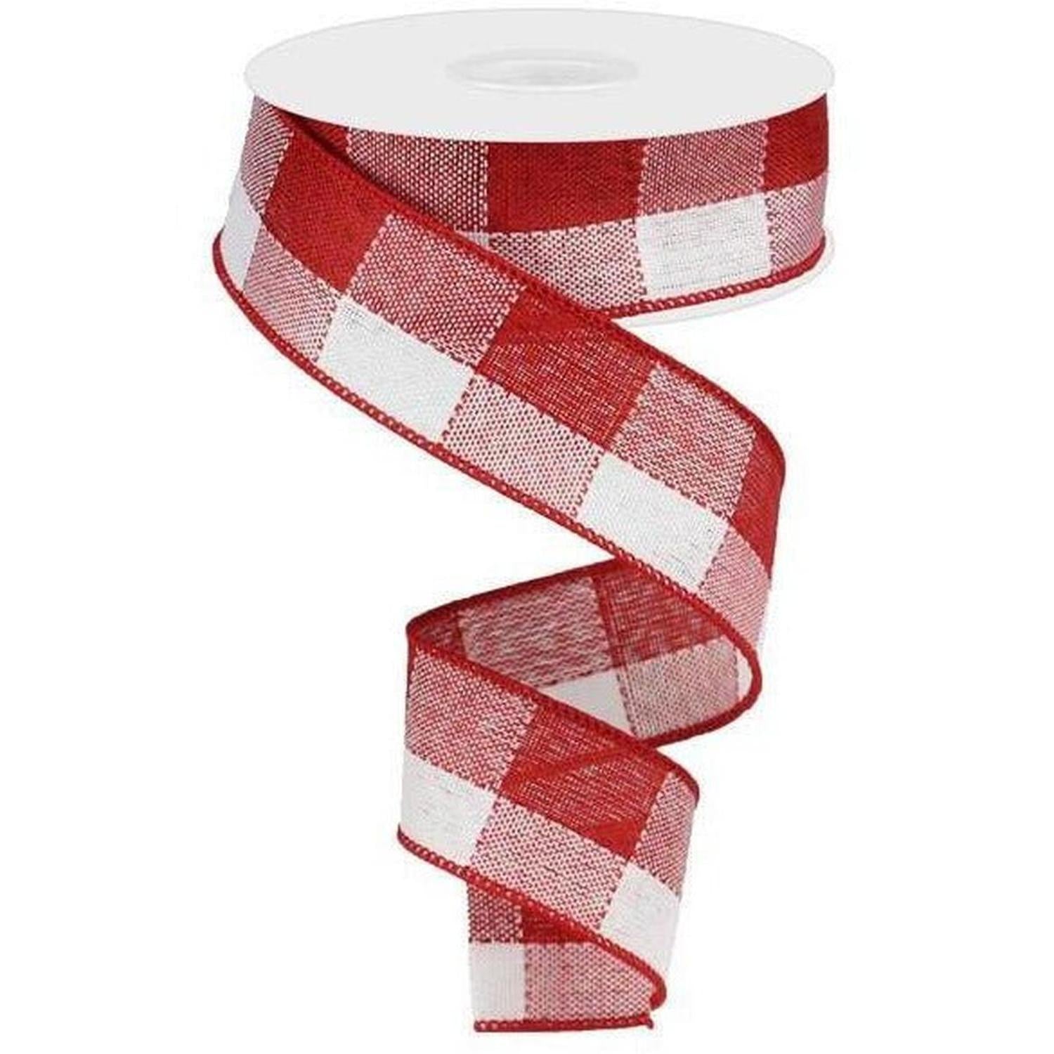 Shop For 1.5" Woven Check Ribbon: Red & White (10 Yards) at Michelle's aDOORable Creations