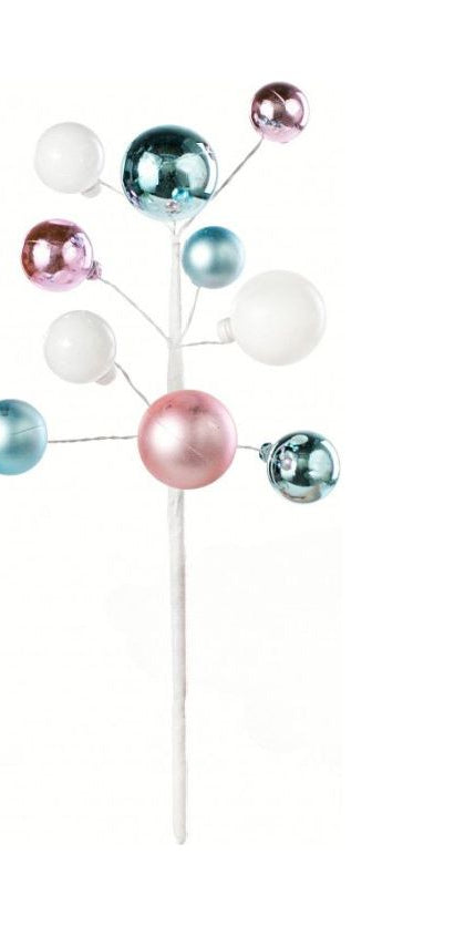 16" Metallic Ball Pick: Pink, Blue, White - Michelle's aDOORable Creations - Sprays and Picks