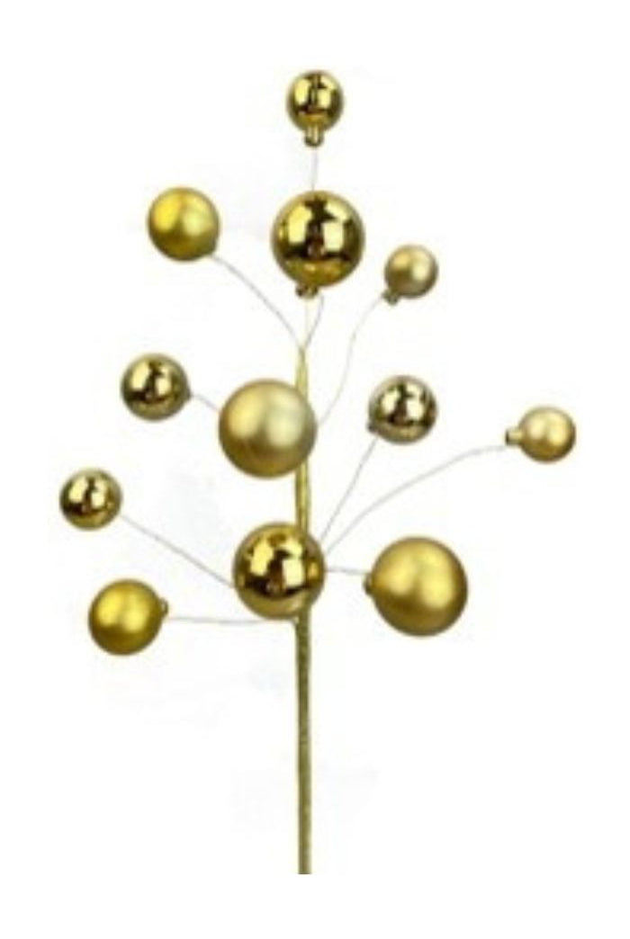 16" Ornament Ball Pick: Gold - Michelle's aDOORable Creations - Sprays and Picks