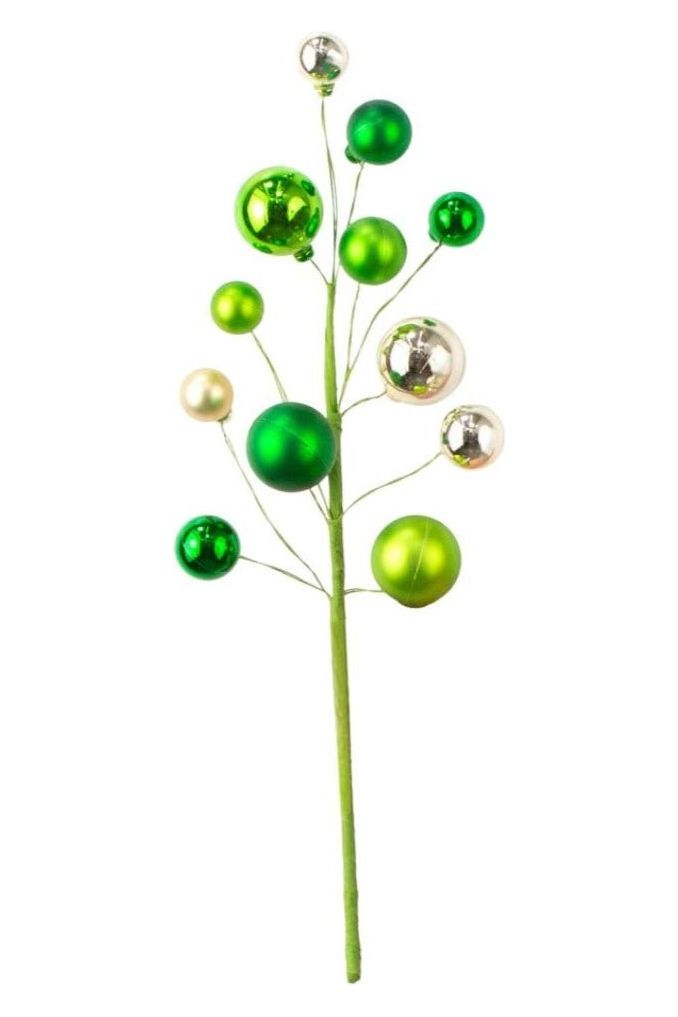 16" Ornament Ball Pick: Green & Champagne - Michelle's aDOORable Creations - Sprays and Picks