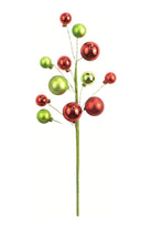 16" Ornament Ball Pick: Red & Green - Michelle's aDOORable Creations - Sprays and Picks