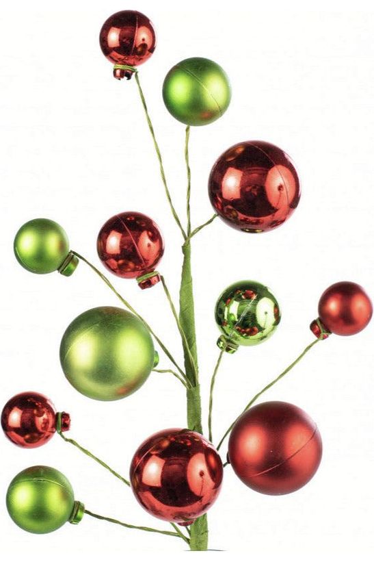 16" Ornament Ball Pick: Red & Green - Michelle's aDOORable Creations - Sprays and Picks