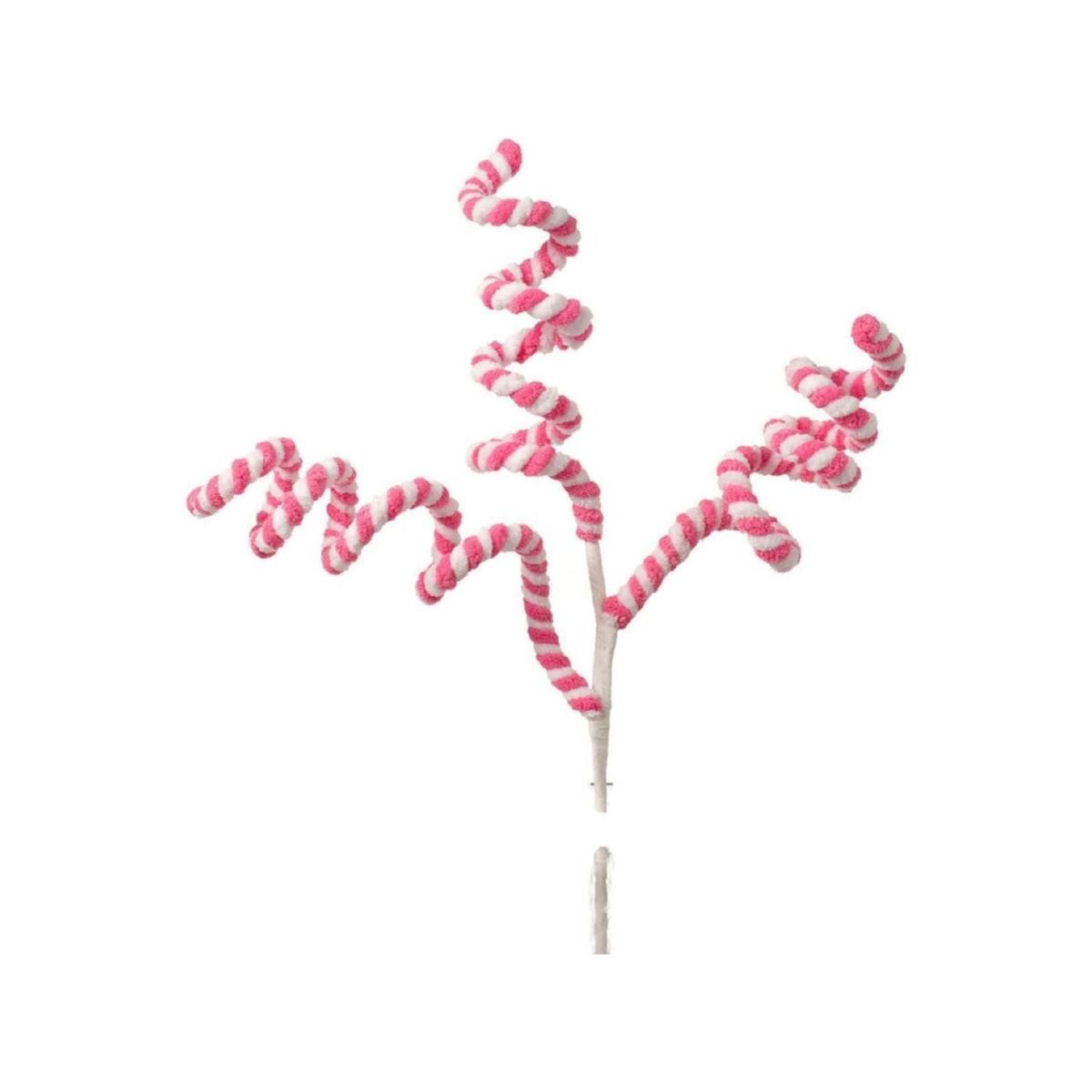 Shop For 16" Peppermint Curly Chenille Pick: Pink & White at Michelle's aDOORable Creations