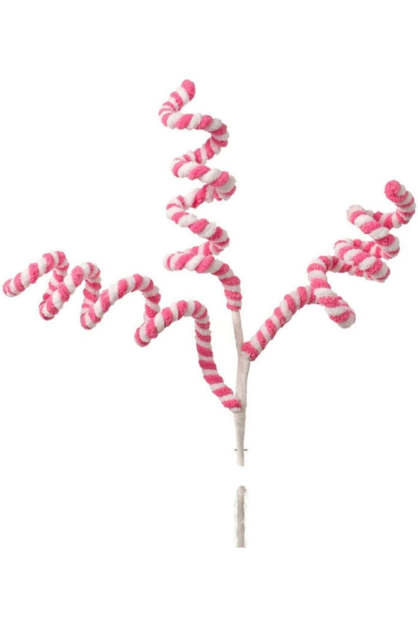 Shop For 16" Peppermint Curly Chenille Pick: Pink & White at Michelle's aDOORable Creations