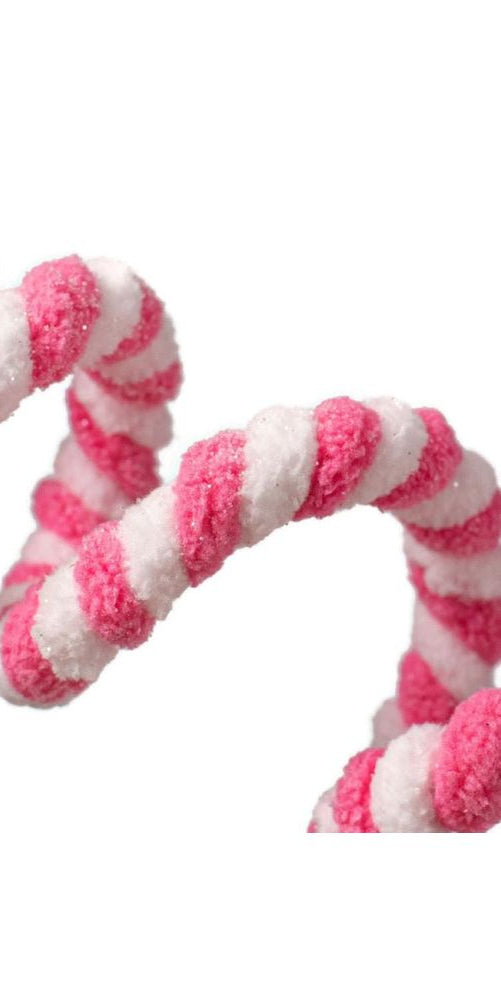 16" Peppermint Curly Chenille Pick: Pink & White - Michelle's aDOORable Creations - Sprays and Picks