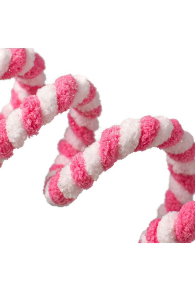 16" Peppermint Curly Chenille Pick: Pink & White - Michelle's aDOORable Creations - Sprays and Picks
