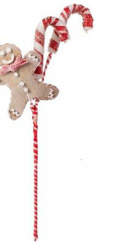 16" Peppermint Gingerbread Candy Cane Spray - Michelle's aDOORable Creations - Sprays and Picks