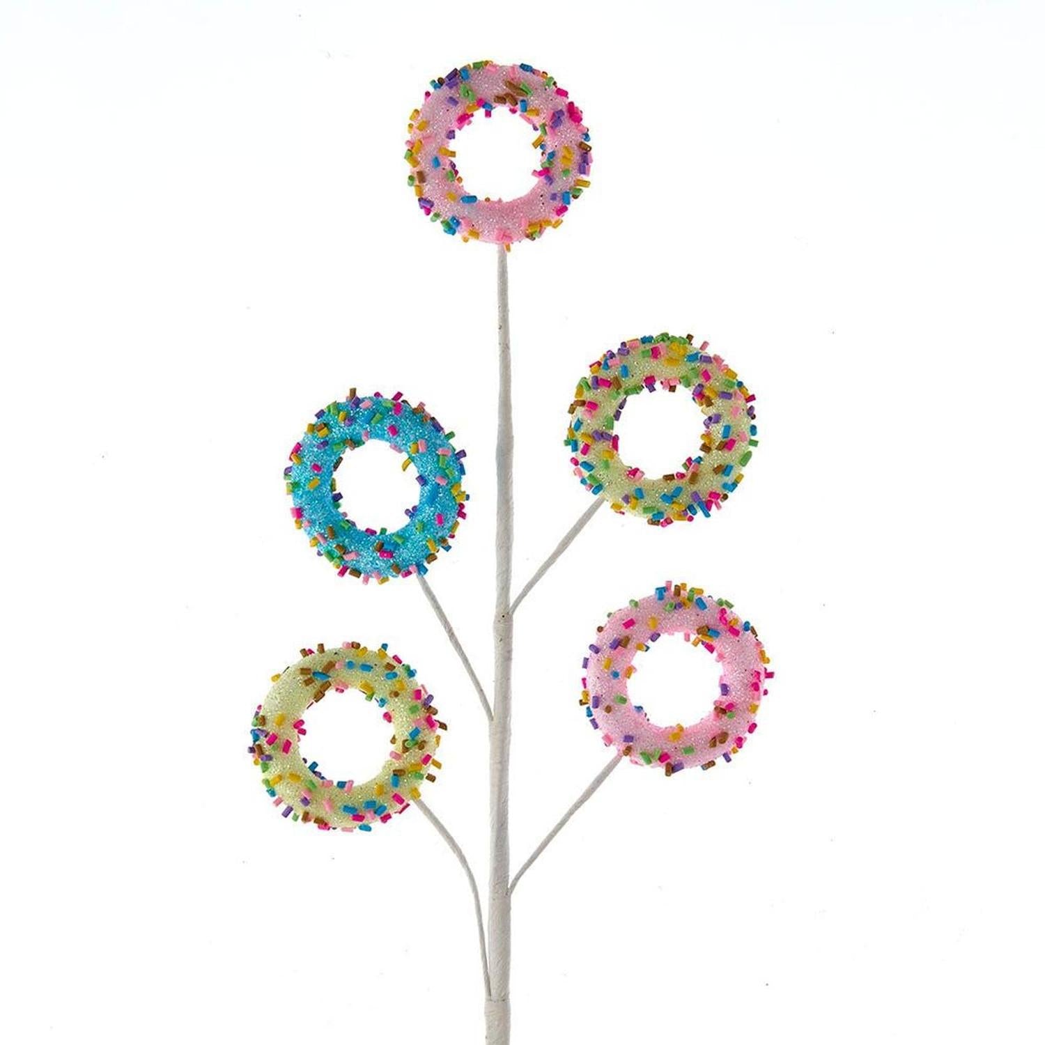 16" Pink, Blue and Yellow Donut Spray