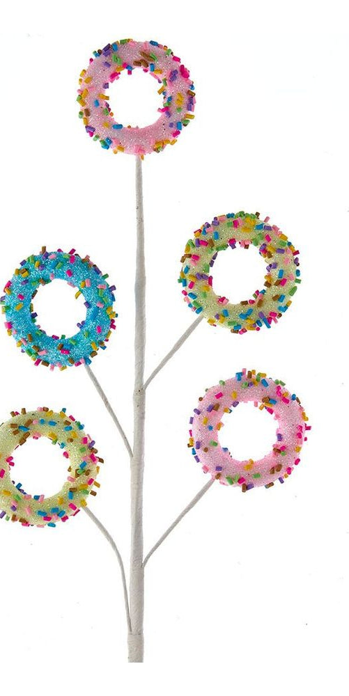 16" Pink, Blue and Yellow Donut Spray - Michelle's aDOORable Creations - Sprays and Picks