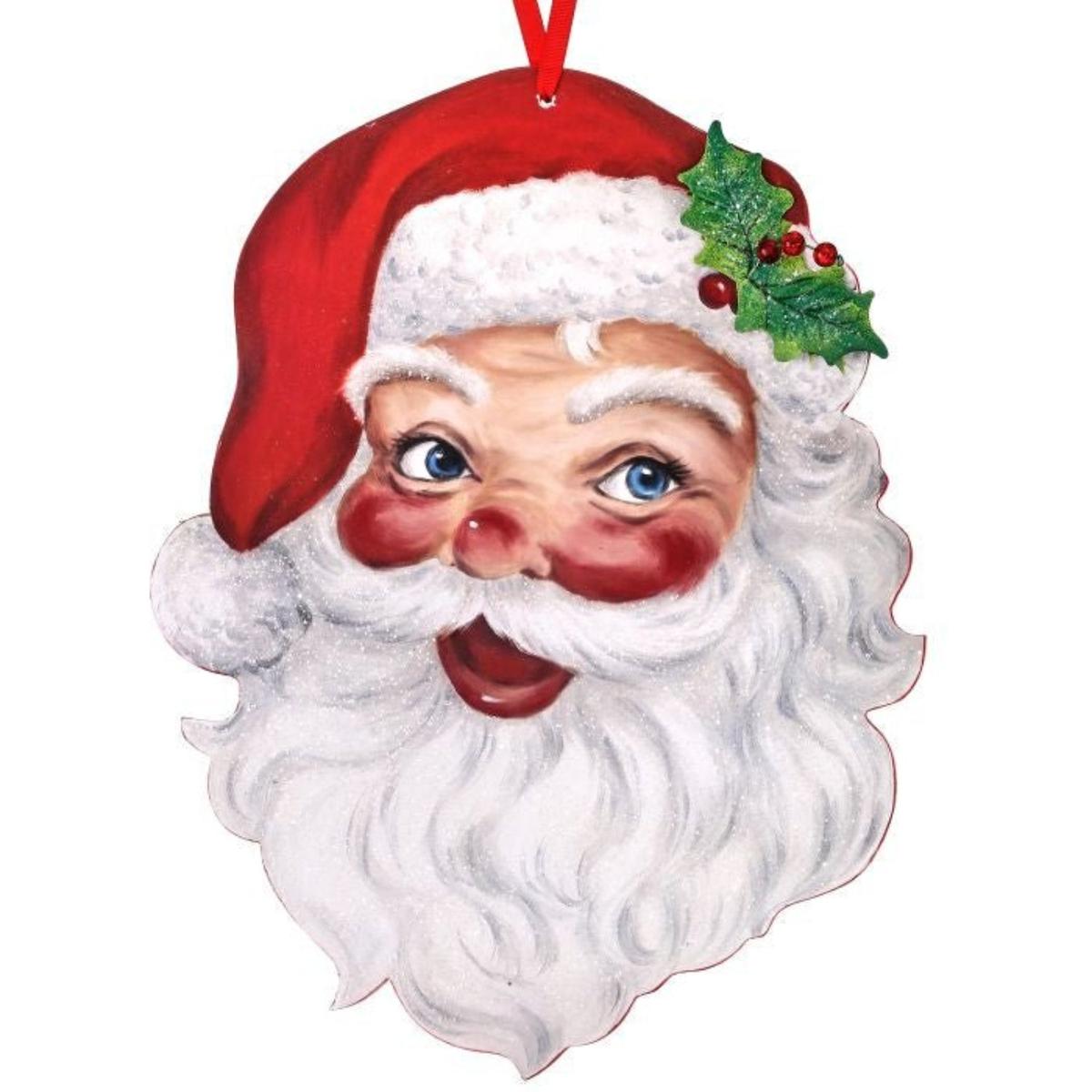 Shop For 16" Retro Santa Head Ornament Wall Piece at Michelle's aDOORable Creations