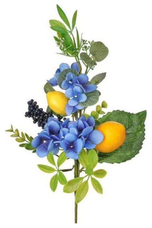 16" Veranda Lemon and Hydrangea Pick - Michelle's aDOORable Creations - Sprays and Picks
