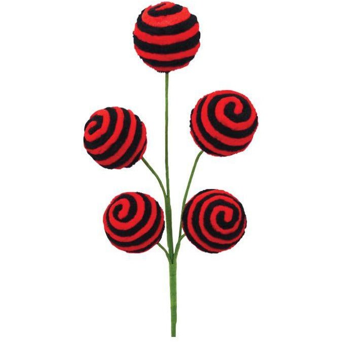 Shop For 17" Chenille Ball Pick: Red & Black at Michelle's aDOORable Creations