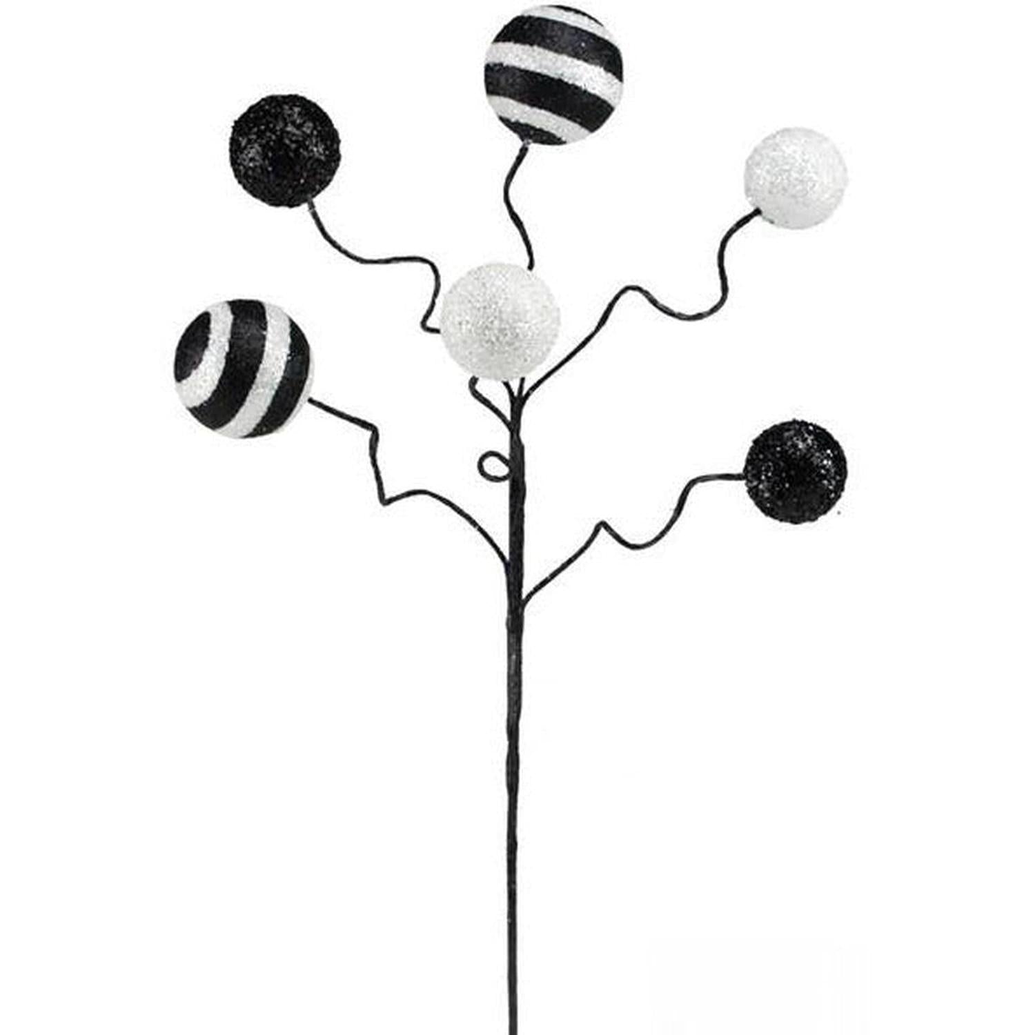 17" Glitter Ball Pick: Black & White