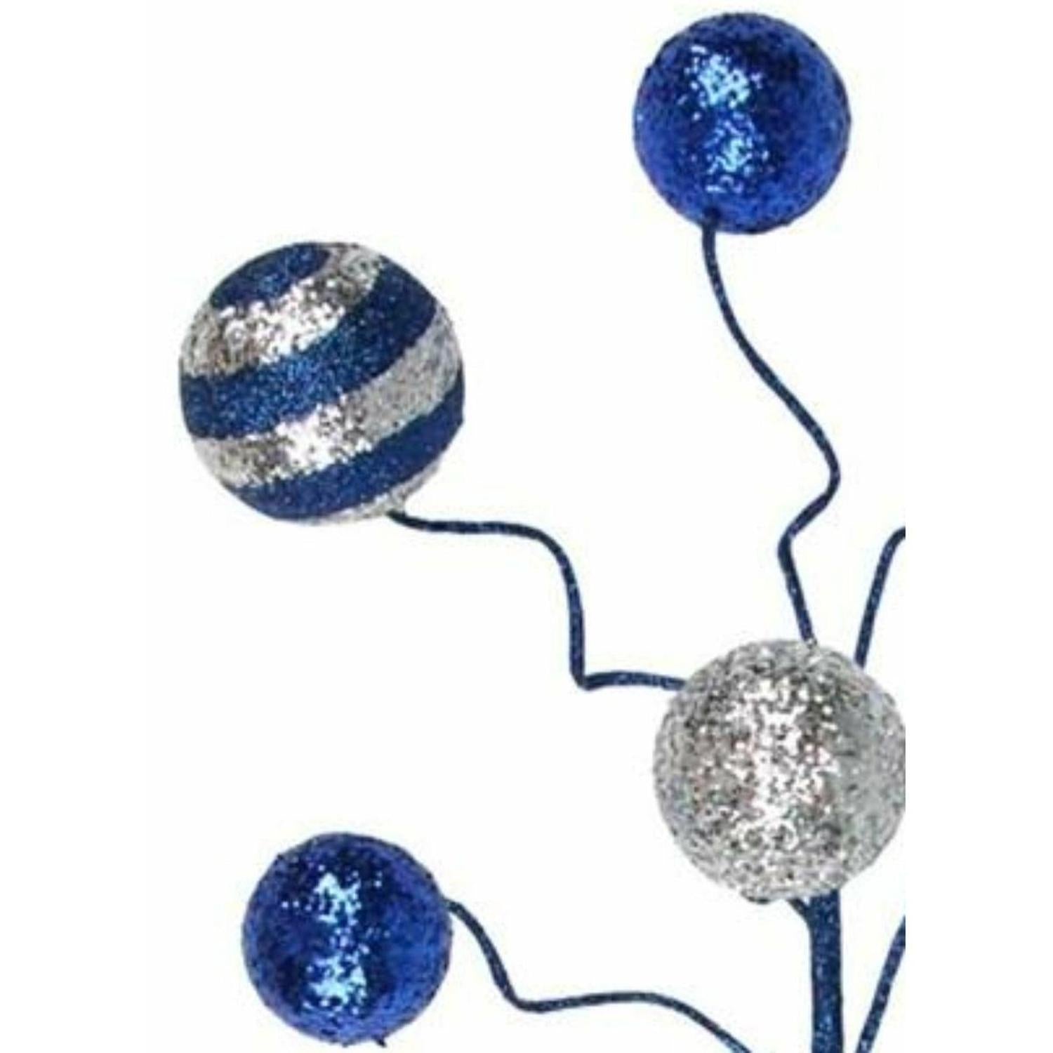 17" Glitter Ball Pick: Navy Blue & Silver