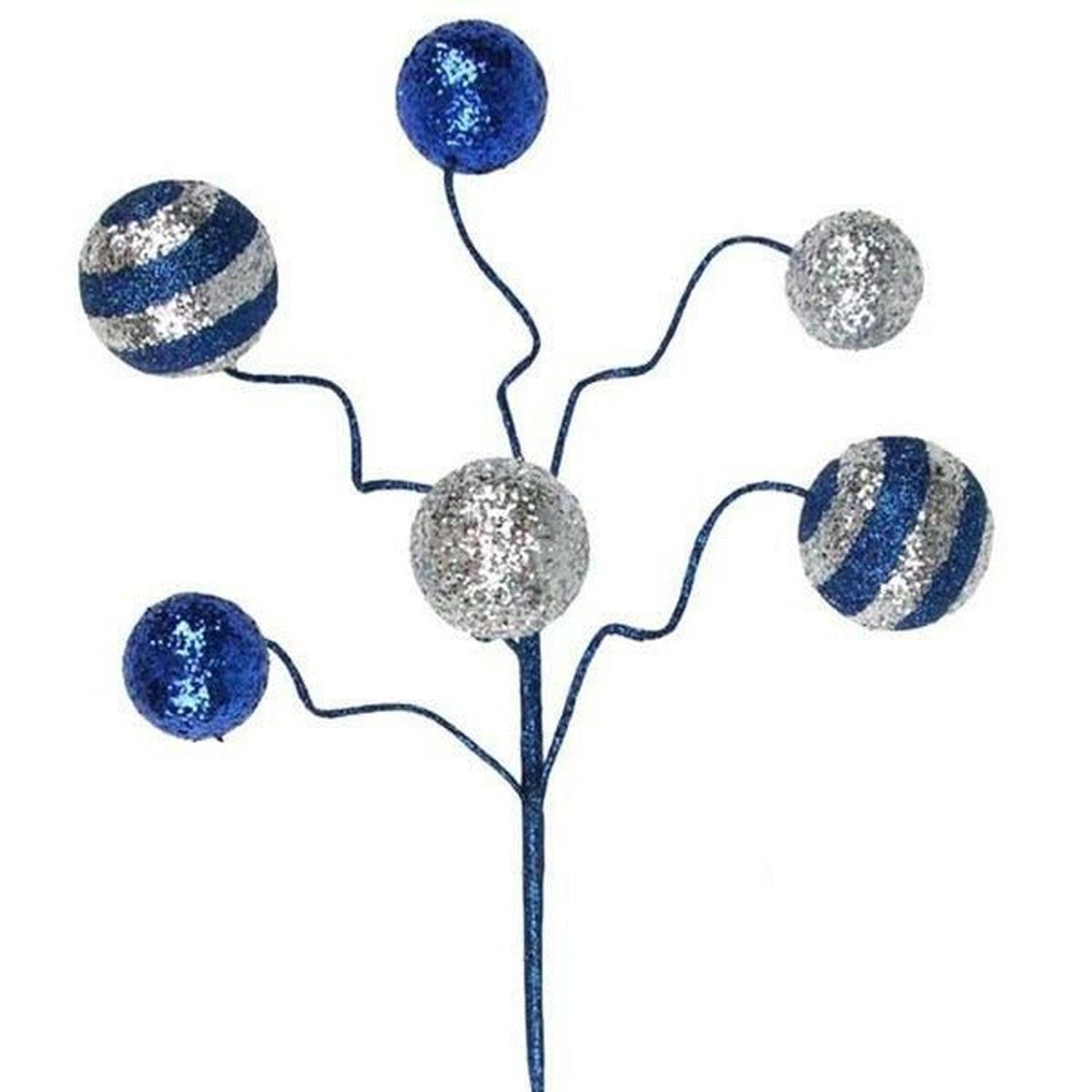 17" Glitter Ball Pick: Navy Blue & Silver