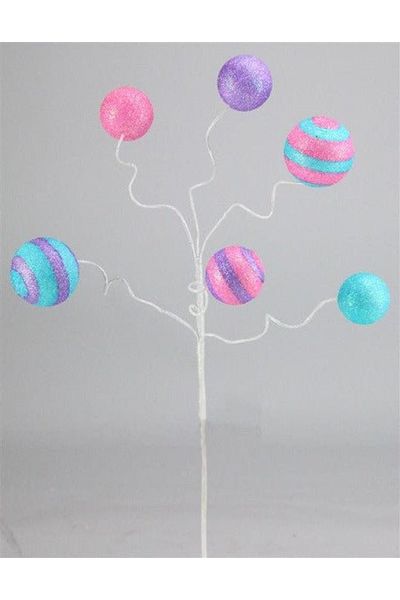 17" Glitter Ball Pick: Pink/Blue/Lavender - Michelle's aDOORable Creations - Sprays and Picks