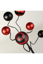 17" Glitter Ball Pick: Red & Black - Michelle's aDOORable Creations - Sprays and Picks