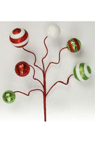 17" Glitter Ball Pick: Red/Lime/White - Michelle's aDOORable Creations - Sprays and Picks