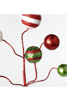 17" Glitter Ball Pick: Red/Lime/White - Michelle's aDOORable Creations - Sprays and Picks