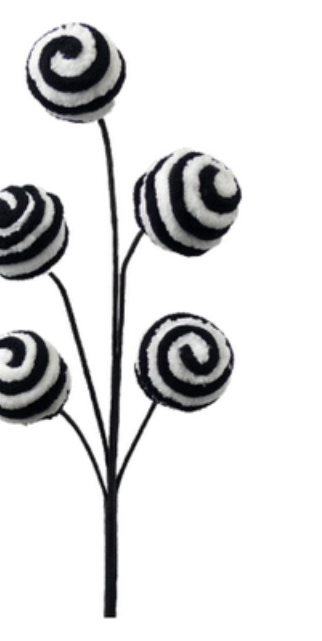 18" Black & White Twirl Ball Pick - Michelle's aDOORable Creations - Sprays and Picks