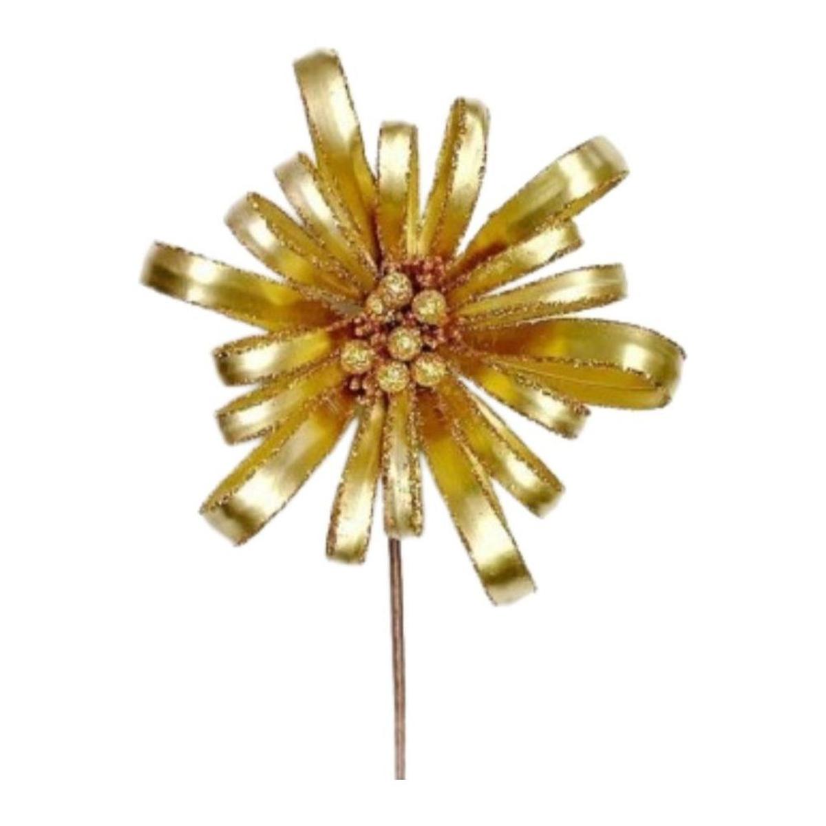 Shop For 18" Glitter Ribbon Flower Spray: Gold at Michelle's aDOORable Creations