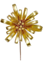 18" Glitter Ribbon Flower Spray: Gold - Michelle's aDOORable Creations - Sprays and Picks
