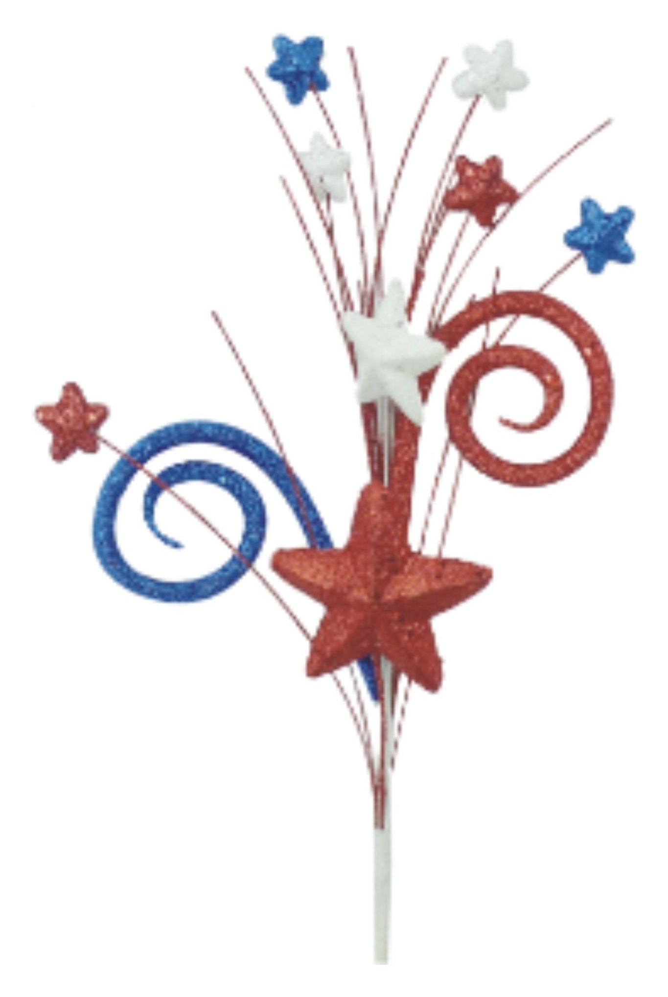 18" Glitter Spiral Star Pick: Red, White and Blue - Michelle's aDOORable Creations - Sprays and Picks