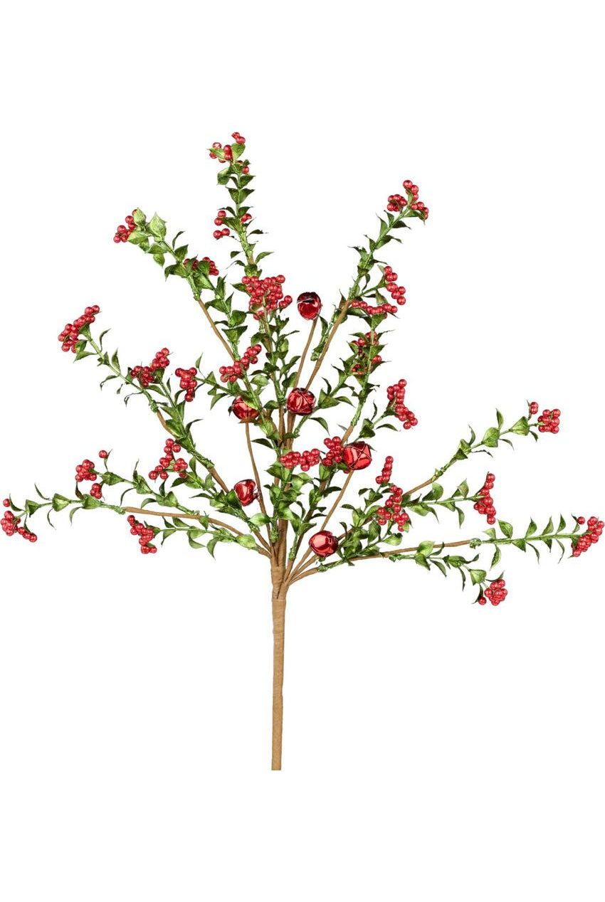 Shop For 18" Jingle Bell Berry Leaf Spray: Red/Green XX873106