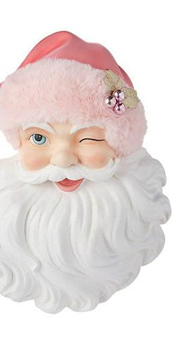 18" Santa Face with Pink Hat Wall Art - Michelle's aDOORable Creations - Holiday Ornaments