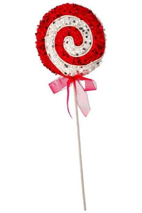 18" Sequin Swirl Peppermint Lollipop: Red/Silver - Michelle's aDOORable Creations - Sprays and Picks