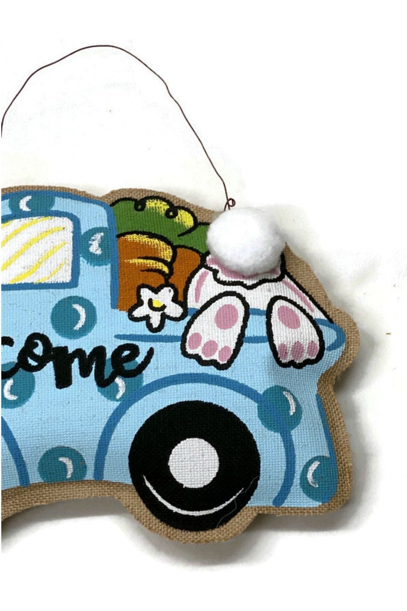 18" Welcome Burlap Easter Door Hanger: Blue - Michelle's aDOORable Creations - Door Hanger