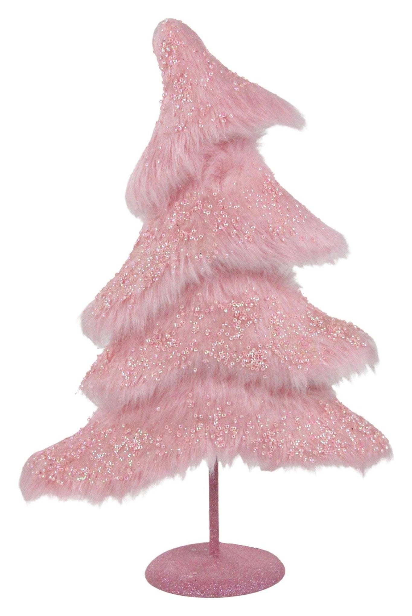 18.5" Fabric Sequin Christmas Tree: Pink - Michelle's aDOORable Creations - Wired Edge Ribbon