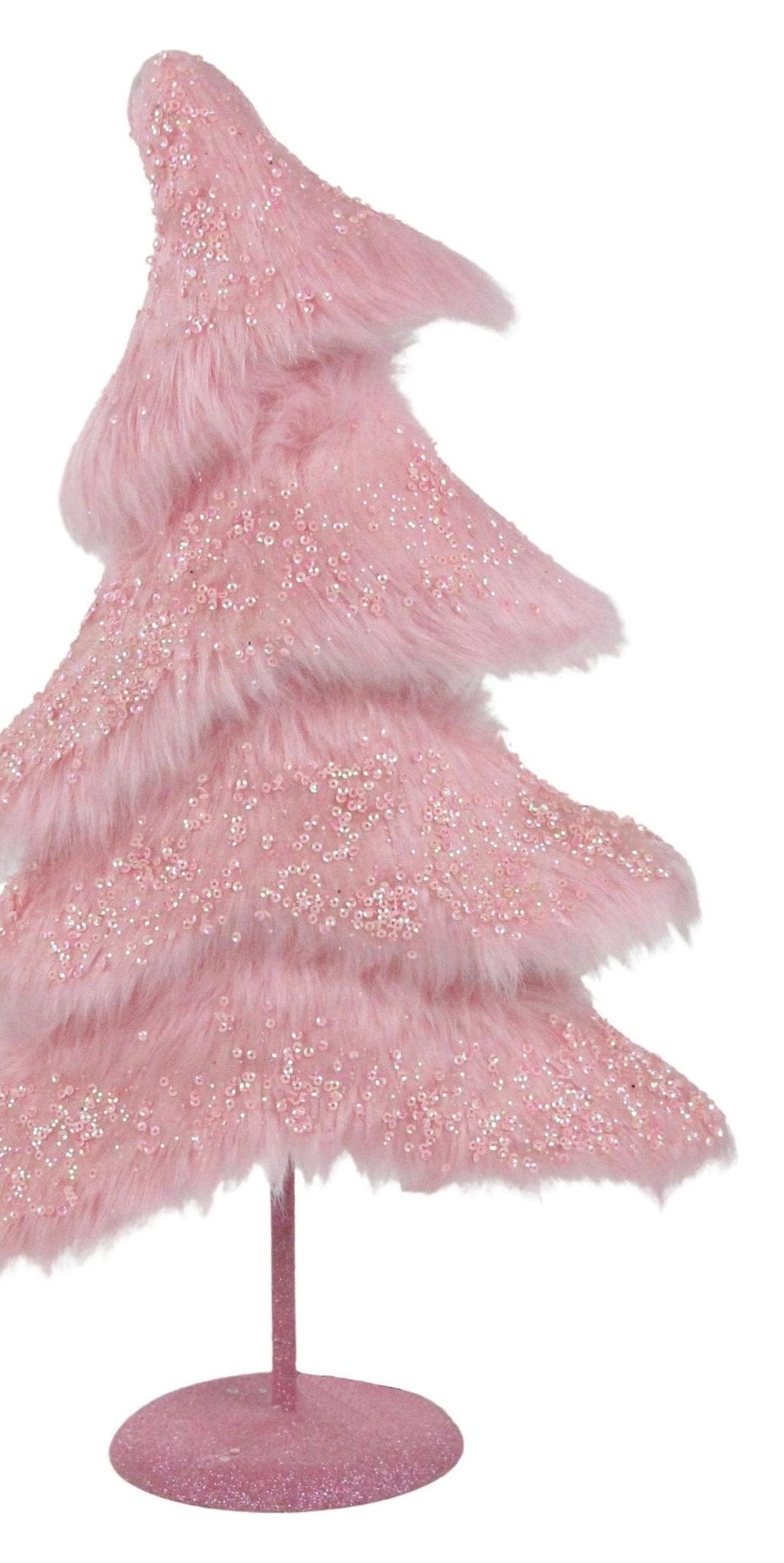 18.5" Fabric Sequin Christmas Tree: Pink - Michelle's aDOORable Creations - Wired Edge Ribbon