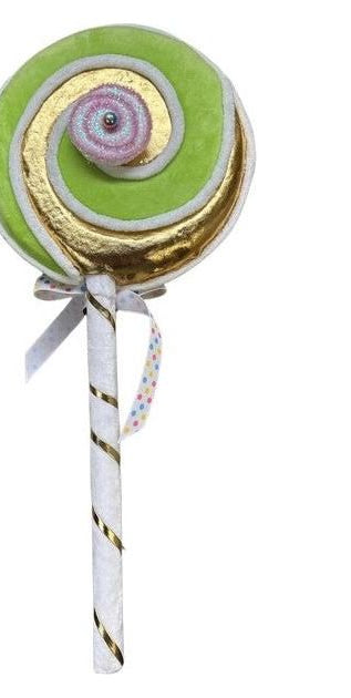 19" Candy Swirl Lolipop: Green & White - Michelle's aDOORable Creations - Holiday Ornaments