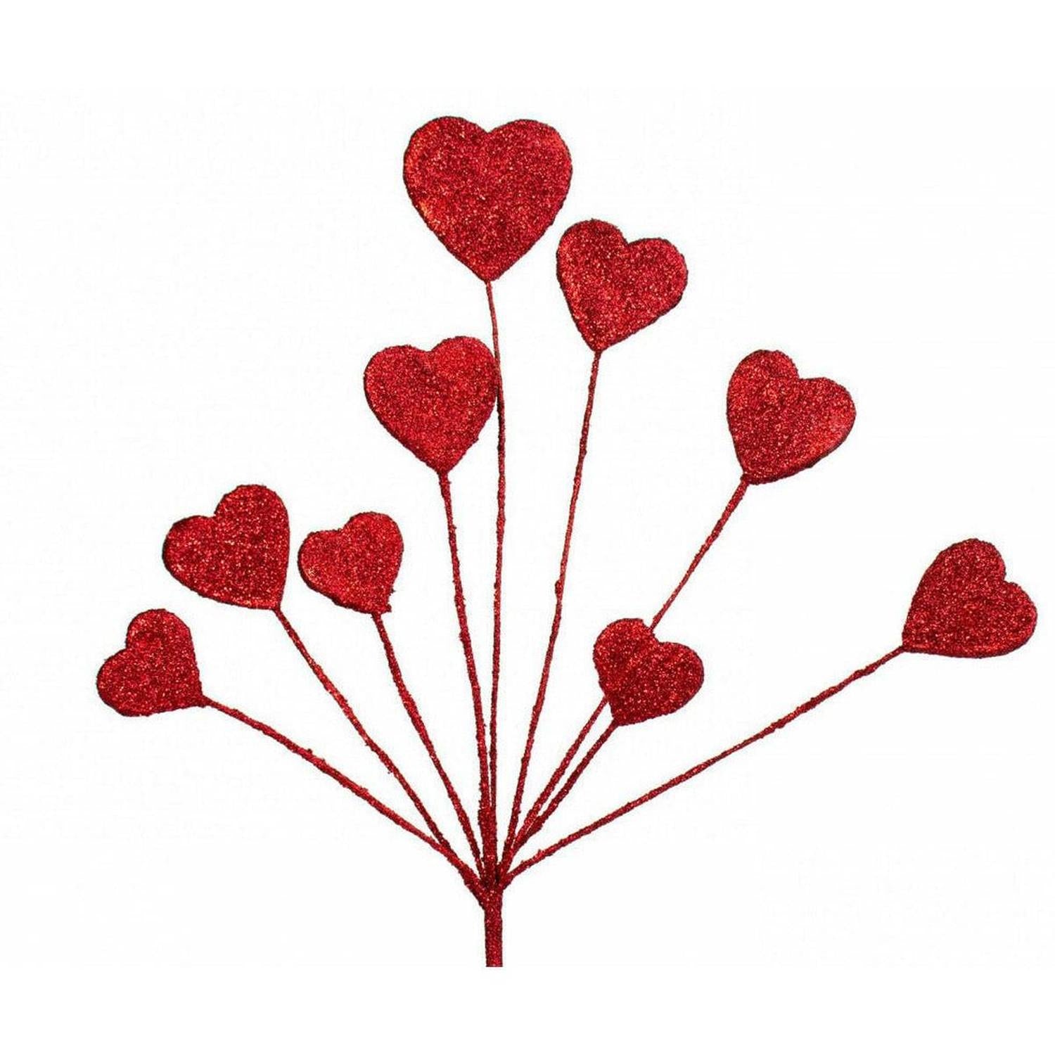 19" Glittered Heart Pick: Red
