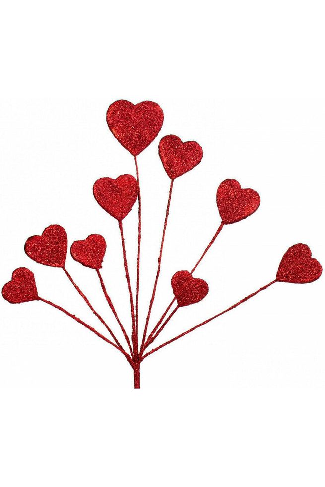 19" Glittered Heart Pick: Red - Michelle's aDOORable Creations - Sprays and Picks