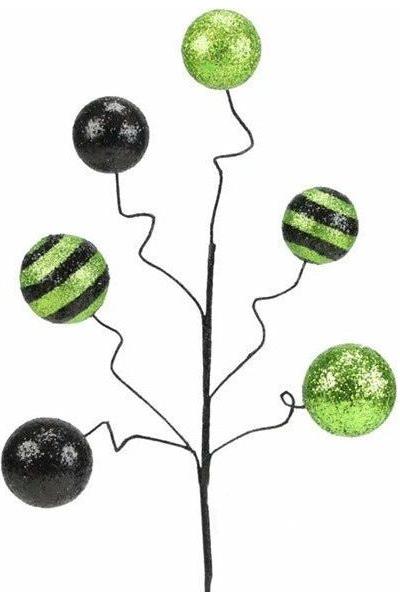 Shop For 19" Stripe Solid Glitter Ball Spray: Black/Lime Green at Michelle's aDOORable Creations