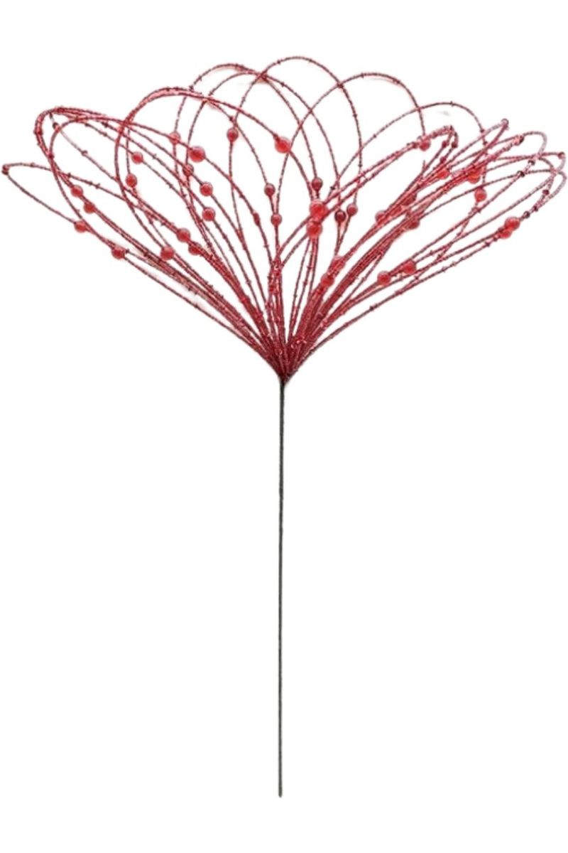 20" Beaded Jewel Flower Burst Stem: Red - Michelle's aDOORable Creations - Sprays and Picks