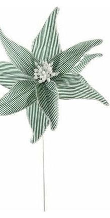 20" Canvas Striped Poinsettia: Dark Green - Michelle's aDOORable Creations - Sprays and Picks