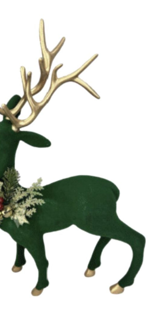 20" Flocked Reindeer: Green - Michelle's aDOORable Creations - Sprays and Picks