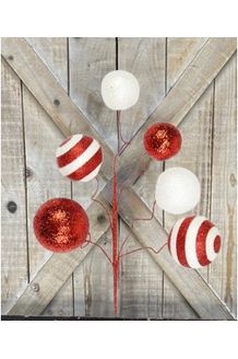 Shop For 20" Glitter Ball Pick: Red & White at Michelle's aDOORable Creations