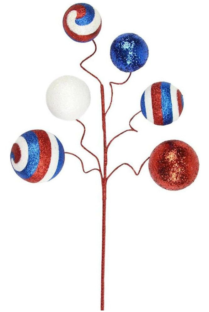 20" Glitter Ball Pick: Red, White & Blue - Michelle's aDOORable Creations - Sprays and Picks