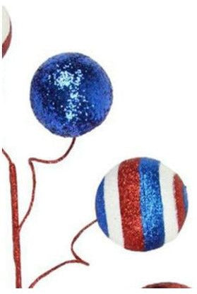 20" Glitter Ball Pick: Red, White & Blue - Michelle's aDOORable Creations - Sprays and Picks