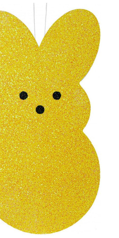 20" Glittered Eva Sugar Bunny: Yellow - Michelle's aDOORable Creations - Wooden/Metal Signs