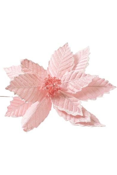 20” Pink Sugared Poinsettia Stem - Michelle's aDOORable Creations - Poinsettia