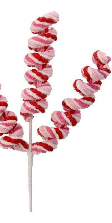 21" Chenille Frosting Swirl Stem: Pink/Red - Michelle's aDOORable Creations - Sprays and Picks